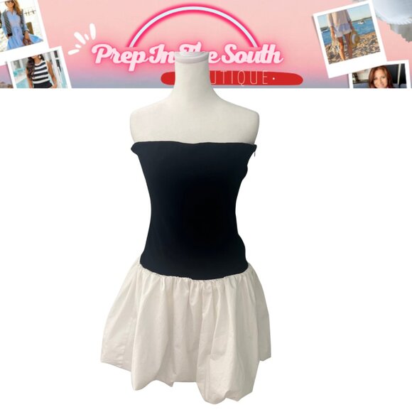 Camila Coelho Black Strapless Bubble Hem Mini Dress - Size M - Pre-owned Like Ne - Picture 8 of 11